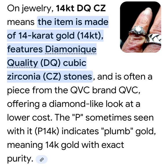 Marquis 14kt DQ Cubic Zirconia “Diamond” Ring Size‎ 6.5 - Picture 9 of 9